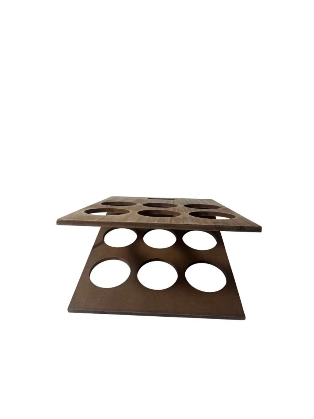 Rustic Wooden 6 Slot Beer Flight Taster Tray Folding Whitewash‎ Brown Wood